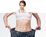 Woman showing her weight loss
