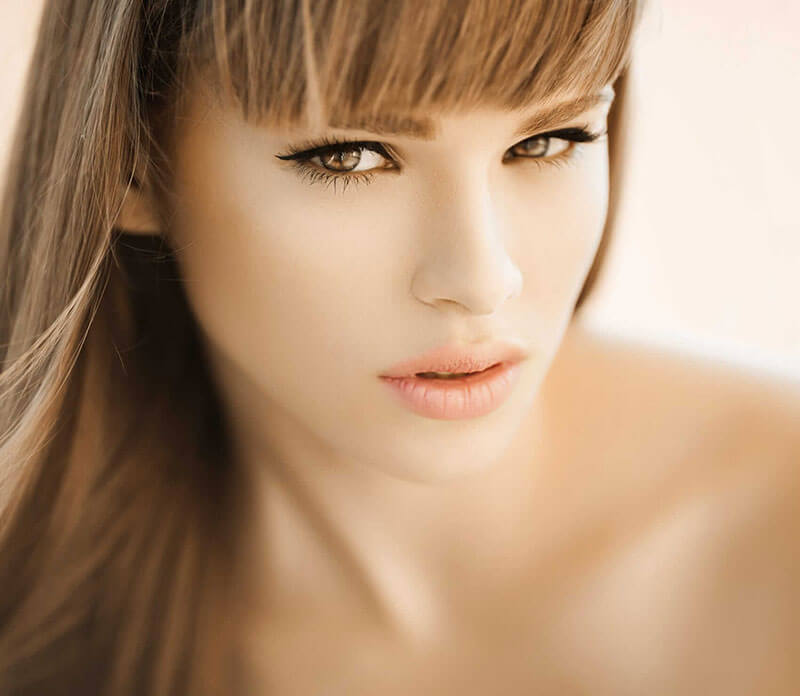 Woman with serious expression on her face